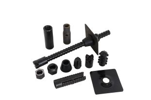 Close-up of XH self-drilling hollow anchor bolt components